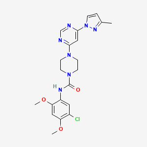 molecular formula C21H24ClN7O3 B5378369 N-(5-chloro-2,4-dimethoxyphenyl)-4-[6-(3-methyl-1H-pyrazol-1-yl)-4-pyrimidinyl]-1-piperazinecarboxamide 