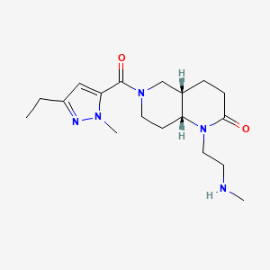 molecular formula C18H29N5O2 B5378402 rel-(4aS,8aR)-6-[(3-ethyl-1-methyl-1H-pyrazol-5-yl)carbonyl]-1-[2-(methylamino)ethyl]octahydro-1,6-naphthyridin-2(1H)-one hydrochloride 