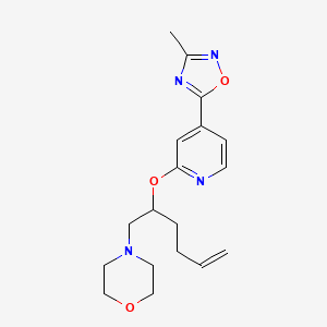 molecular formula C18H24N4O3 B5378444 4-[((2R,5S)-5-{[4-(3-methyl-1,2,4-oxadiazol-5-yl)pyridin-2-yl]methyl}tetrahydrofuran-2-yl)methyl]morpholine 