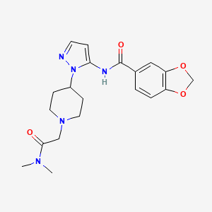 molecular formula C20H25N5O4 B5378461 N-(1-{1-[2-(dimethylamino)-2-oxoethyl]piperidin-4-yl}-1H-pyrazol-5-yl)-1,3-benzodioxole-5-carboxamide 