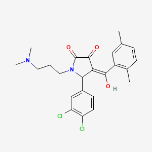 molecular formula C24H26Cl2N2O3 B5378492 5-(3,4-dichlorophenyl)-1-[3-(dimethylamino)propyl]-4-(2,5-dimethylbenzoyl)-3-hydroxy-1,5-dihydro-2H-pyrrol-2-one 