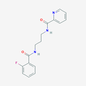 molecular formula C16H16FN3O2 B5378499 N-{3-[(2-fluorobenzoyl)amino]propyl}-2-pyridinecarboxamide 