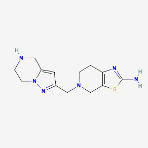 molecular formula C13H18N6S B5378512 5-(4,5,6,7-tetrahydropyrazolo[1,5-a]pyrazin-2-ylmethyl)-4,5,6,7-tetrahydro[1,3]thiazolo[5,4-c]pyridin-2-amine dihydrochloride 