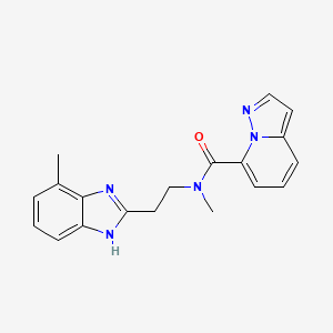 molecular formula C19H19N5O B5378530 N-methyl-N-[2-(4-methyl-1H-benzimidazol-2-yl)ethyl]pyrazolo[1,5-a]pyridine-7-carboxamide 