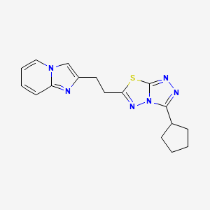 molecular formula C17H18N6S B5378544 2-[2-(3-cyclopentyl[1,2,4]triazolo[3,4-b][1,3,4]thiadiazol-6-yl)ethyl]imidazo[1,2-a]pyridine 