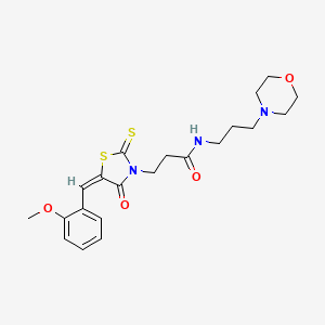 molecular formula C21H27N3O4S2 B5378590 3-[5-(2-methoxybenzylidene)-4-oxo-2-thioxo-1,3-thiazolidin-3-yl]-N-[3-(4-morpholinyl)propyl]propanamide 