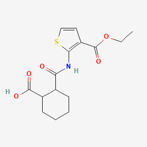 molecular formula C15H19NO5S B5378597 2-({[3-(ethoxycarbonyl)-2-thienyl]amino}carbonyl)cyclohexanecarboxylic acid 