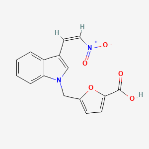 molecular formula C16H12N2O5 B5378617 5-{[3-(2-nitrovinyl)-1H-indol-1-yl]methyl}-2-furoic acid 