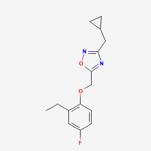 molecular formula C15H17FN2O2 B5378622 3-(cyclopropylmethyl)-5-[(2-ethyl-4-fluorophenoxy)methyl]-1,2,4-oxadiazole 