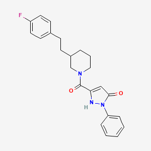 molecular formula C23H24FN3O2 B5378636 5-({3-[2-(4-fluorophenyl)ethyl]-1-piperidinyl}carbonyl)-2-phenyl-1,2-dihydro-3H-pyrazol-3-one 