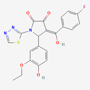 molecular formula C21H16FN3O5S B5378669 5-(3-ethoxy-4-hydroxyphenyl)-4-(4-fluorobenzoyl)-3-hydroxy-1-(1,3,4-thiadiazol-2-yl)-1,5-dihydro-2H-pyrrol-2-one 