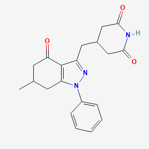 molecular formula C20H21N3O3 B5378742 4-[(6-methyl-4-oxo-1-phenyl-4,5,6,7-tetrahydro-1H-indazol-3-yl)methyl]-2,6-piperidinedione 