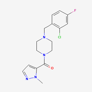molecular formula C16H18ClFN4O B5378758 1-(2-chloro-4-fluorobenzyl)-4-[(1-methyl-1H-pyrazol-5-yl)carbonyl]piperazine 