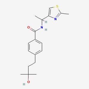 molecular formula C18H24N2O2S B5378778 4-(3-hydroxy-3-methylbutyl)-N-[1-(2-methyl-1,3-thiazol-4-yl)ethyl]benzamide 