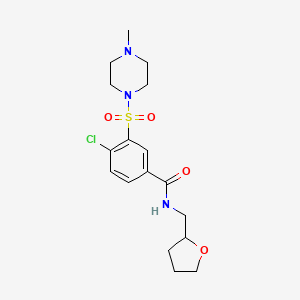 molecular formula C17H24ClN3O4S B5378799 4-chloro-3-[(4-methyl-1-piperazinyl)sulfonyl]-N-(tetrahydro-2-furanylmethyl)benzamide 