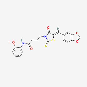 4-[5-(1,3-benzodioxol-5-ylmethylene)-4-oxo-2-thioxo-1,3-thiazolidin-3-yl]-N-(2-methoxyphenyl)butanamide