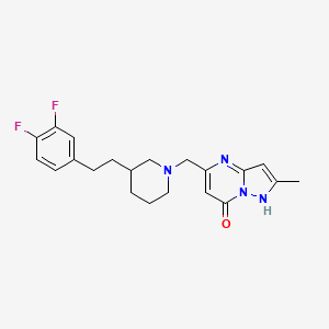 molecular formula C21H24F2N4O B5378831 5-({3-[2-(3,4-difluorophenyl)ethyl]-1-piperidinyl}methyl)-2-methylpyrazolo[1,5-a]pyrimidin-7(4H)-one 