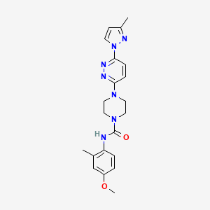 molecular formula C21H25N7O2 B5378866 N-(4-methoxy-2-methylphenyl)-4-[6-(3-methyl-1H-pyrazol-1-yl)-3-pyridazinyl]-1-piperazinecarboxamide 