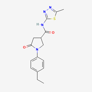 molecular formula C16H18N4O2S B5378874 1-(4-ethylphenyl)-N-(5-methyl-1,3,4-thiadiazol-2-yl)-5-oxopyrrolidine-3-carboxamide 