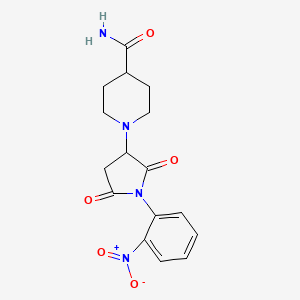 molecular formula C16H18N4O5 B5378926 1-[1-(2-nitrophenyl)-2,5-dioxo-3-pyrrolidinyl]-4-piperidinecarboxamide 
