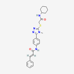 molecular formula C26H29N5O2S B5378934 N-[4-(5-{[2-(cyclohexylamino)-2-oxoethyl]thio}-4-methyl-4H-1,2,4-triazol-3-yl)phenyl]-3-phenylacrylamide 