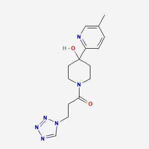 molecular formula C15H20N6O2 B5378948 4-(5-methylpyridin-2-yl)-1-[3-(1H-tetrazol-1-yl)propanoyl]piperidin-4-ol 