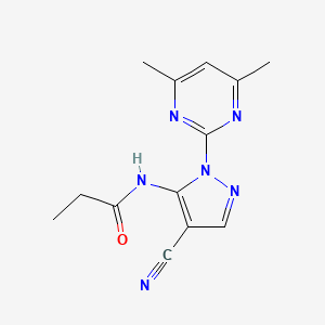 molecular formula C13H14N6O B5378958 N-[4-cyano-1-(4,6-dimethyl-2-pyrimidinyl)-1H-pyrazol-5-yl]propanamide 