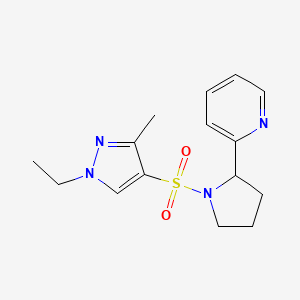 molecular formula C15H20N4O2S B5378975 2-{1-[(1-ethyl-3-methyl-1H-pyrazol-4-yl)sulfonyl]-2-pyrrolidinyl}pyridine 