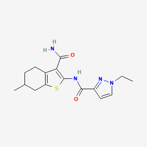 molecular formula C16H20N4O2S B5378995 N-[3-(aminocarbonyl)-6-methyl-4,5,6,7-tetrahydro-1-benzothien-2-yl]-1-ethyl-1H-pyrazole-3-carboxamide 