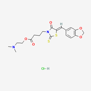 molecular formula C19H23ClN2O5S2 B5379022 2-(dimethylamino)ethyl 4-[5-(1,3-benzodioxol-5-ylmethylene)-4-oxo-2-thioxo-1,3-thiazolidin-3-yl]butanoate hydrochloride 