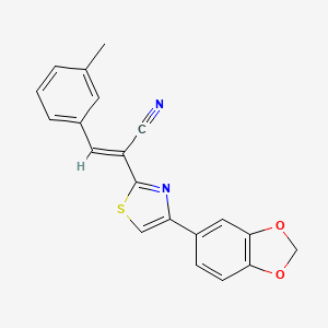 molecular formula C20H14N2O2S B5379050 2-[4-(1,3-benzodioxol-5-yl)-1,3-thiazol-2-yl]-3-(3-methylphenyl)acrylonitrile 