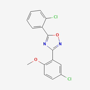 molecular formula C15H10Cl2N2O2 B5379109 3-(5-chloro-2-methoxyphenyl)-5-(2-chlorophenyl)-1,2,4-oxadiazole 