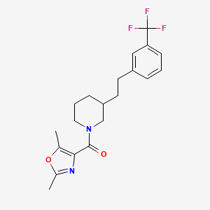molecular formula C20H23F3N2O2 B5379195 1-[(2,5-dimethyl-1,3-oxazol-4-yl)carbonyl]-3-{2-[3-(trifluoromethyl)phenyl]ethyl}piperidine 