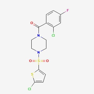 molecular formula C15H13Cl2FN2O3S2 B5379224 1-(2-chloro-4-fluorobenzoyl)-4-[(5-chloro-2-thienyl)sulfonyl]piperazine 