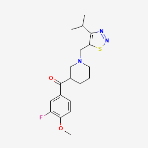 molecular formula C19H24FN3O2S B5379257 (3-fluoro-4-methoxyphenyl){1-[(4-isopropyl-1,2,3-thiadiazol-5-yl)methyl]piperidin-3-yl}methanone 
