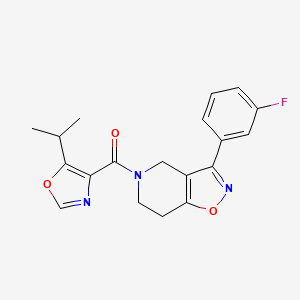 molecular formula C19H18FN3O3 B5379262 3-(3-fluorophenyl)-5-[(5-isopropyl-1,3-oxazol-4-yl)carbonyl]-4,5,6,7-tetrahydroisoxazolo[4,5-c]pyridine 