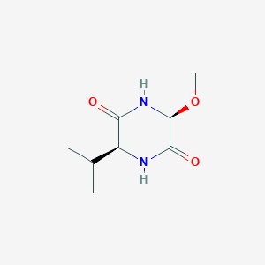 molecular formula C8H14N2O3 B053793 2,5-Piperazinedione,3-methoxy-6-(1-methylethyl)-,(3S-cis)-(9CI) CAS No. 122170-10-9