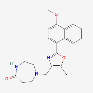 molecular formula C21H23N3O3 B5379318 1-{[2-(4-methoxy-1-naphthyl)-5-methyl-1,3-oxazol-4-yl]methyl}-1,4-diazepan-5-one 