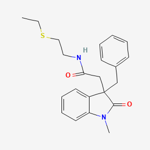 molecular formula C22H26N2O2S B5379326 2-(3-benzyl-1-methyl-2-oxo-2,3-dihydro-1H-indol-3-yl)-N-[2-(ethylthio)ethyl]acetamide 