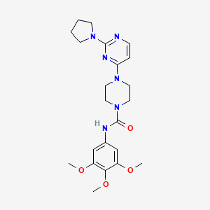 molecular formula C22H30N6O4 B5379336 4-[2-(1-pyrrolidinyl)-4-pyrimidinyl]-N-(3,4,5-trimethoxyphenyl)-1-piperazinecarboxamide 