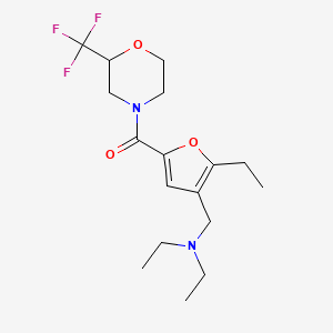 molecular formula C17H25F3N2O3 B5379372 N-ethyl-N-[(2-ethyl-5-{[2-(trifluoromethyl)morpholin-4-yl]carbonyl}-3-furyl)methyl]ethanamine 