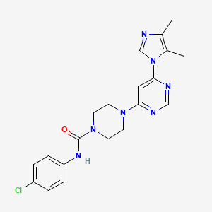 molecular formula C20H22ClN7O B5379389 N-(4-chlorophenyl)-4-[6-(4,5-dimethyl-1H-imidazol-1-yl)-4-pyrimidinyl]-1-piperazinecarboxamide 