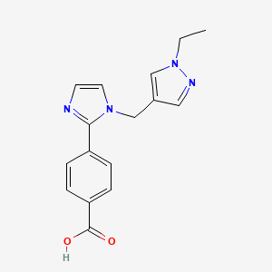 molecular formula C16H16N4O2 B5379411 4-{1-[(1-ethyl-1H-pyrazol-4-yl)methyl]-1H-imidazol-2-yl}benzoic acid 