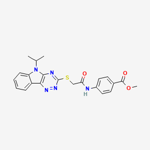 molecular formula C22H21N5O3S B5379454 METHYL 4-(2-{[5-(PROPAN-2-YL)-5H-[1,2,4]TRIAZINO[5,6-B]INDOL-3-YL]SULFANYL}ACETAMIDO)BENZOATE 