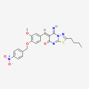 molecular formula C24H23N5O5S B5379461 2-butyl-5-imino-6-{3-methoxy-4-[(4-nitrobenzyl)oxy]benzylidene}-5,6-dihydro-7H-[1,3,4]thiadiazolo[3,2-a]pyrimidin-7-one 