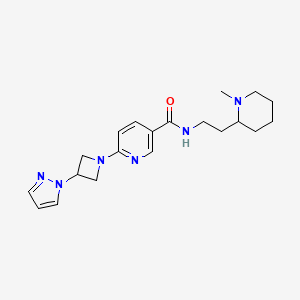 molecular formula C20H28N6O B5379509 N-[2-(1-methylpiperidin-2-yl)ethyl]-6-[3-(1H-pyrazol-1-yl)azetidin-1-yl]nicotinamide 