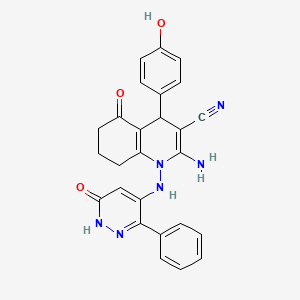 molecular formula C26H22N6O3 B5379522 2-amino-4-(4-hydroxyphenyl)-5-oxo-1-[(6-oxo-3-phenyl-1,6-dihydropyridazin-4-yl)amino]-1,4,5,6,7,8-hexahydroquinoline-3-carbonitrile 