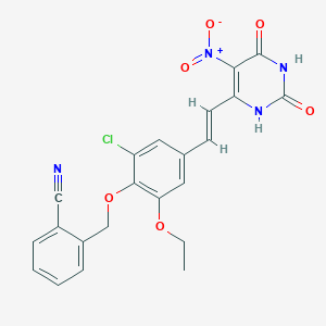 molecular formula C22H17ClN4O6 B5379530 2-({2-chloro-6-ethoxy-4-[(E)-2-(5-nitro-2,6-dioxo-1,2,3,6-tetrahydropyrimidin-4-yl)ethenyl]phenoxy}methyl)benzonitrile 