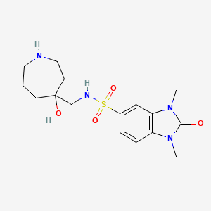 molecular formula C16H24N4O4S B5379547 N-[(4-hydroxy-4-azepanyl)methyl]-1,3-dimethyl-2-oxo-2,3-dihydro-1H-benzimidazole-5-sulfonamide hydrochloride 