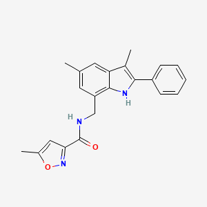 molecular formula C22H21N3O2 B5379573 N-[(3,5-dimethyl-2-phenyl-1H-indol-7-yl)methyl]-5-methylisoxazole-3-carboxamide 
